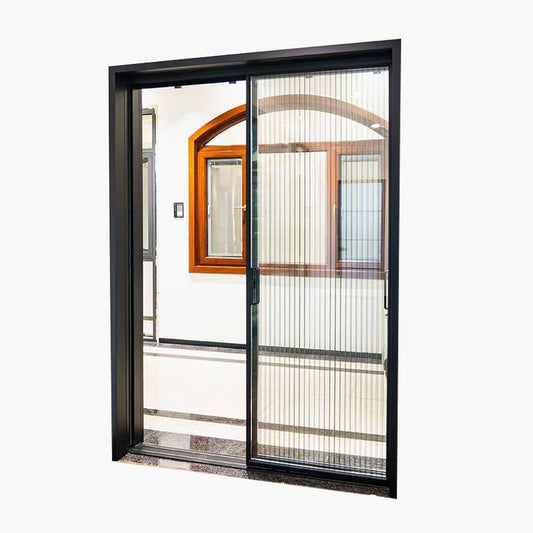16 Narrow Sliding Door with a black frame and glazed sliding panel