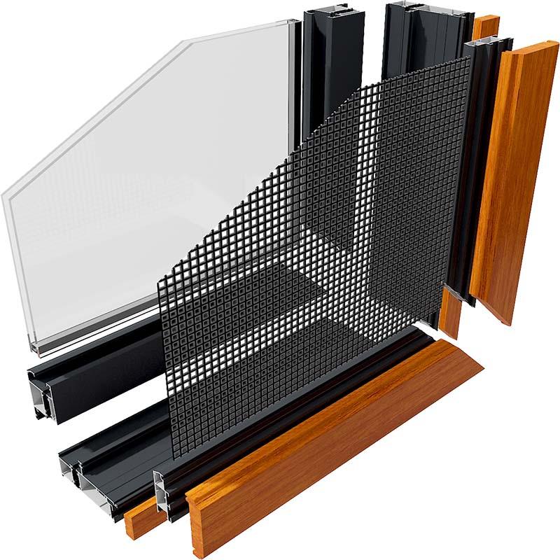 135 Aluminum Wood Thermal Break Casement Window with Screen - Product View 3
