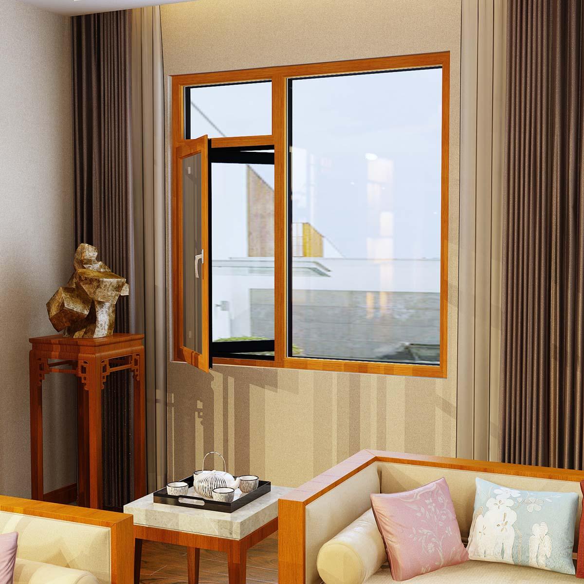 135 Aluminum Wood Thermal Break Casement Window with Screen - Product View 2